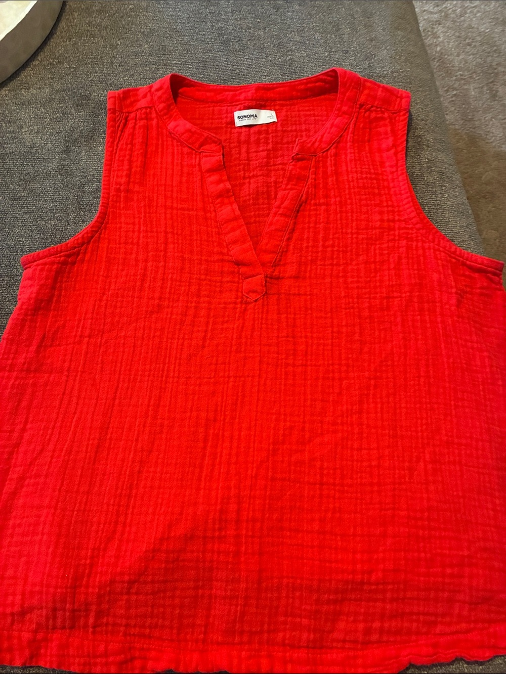 Sonoma Bright Red Sleeveless Split V-Neck Tank